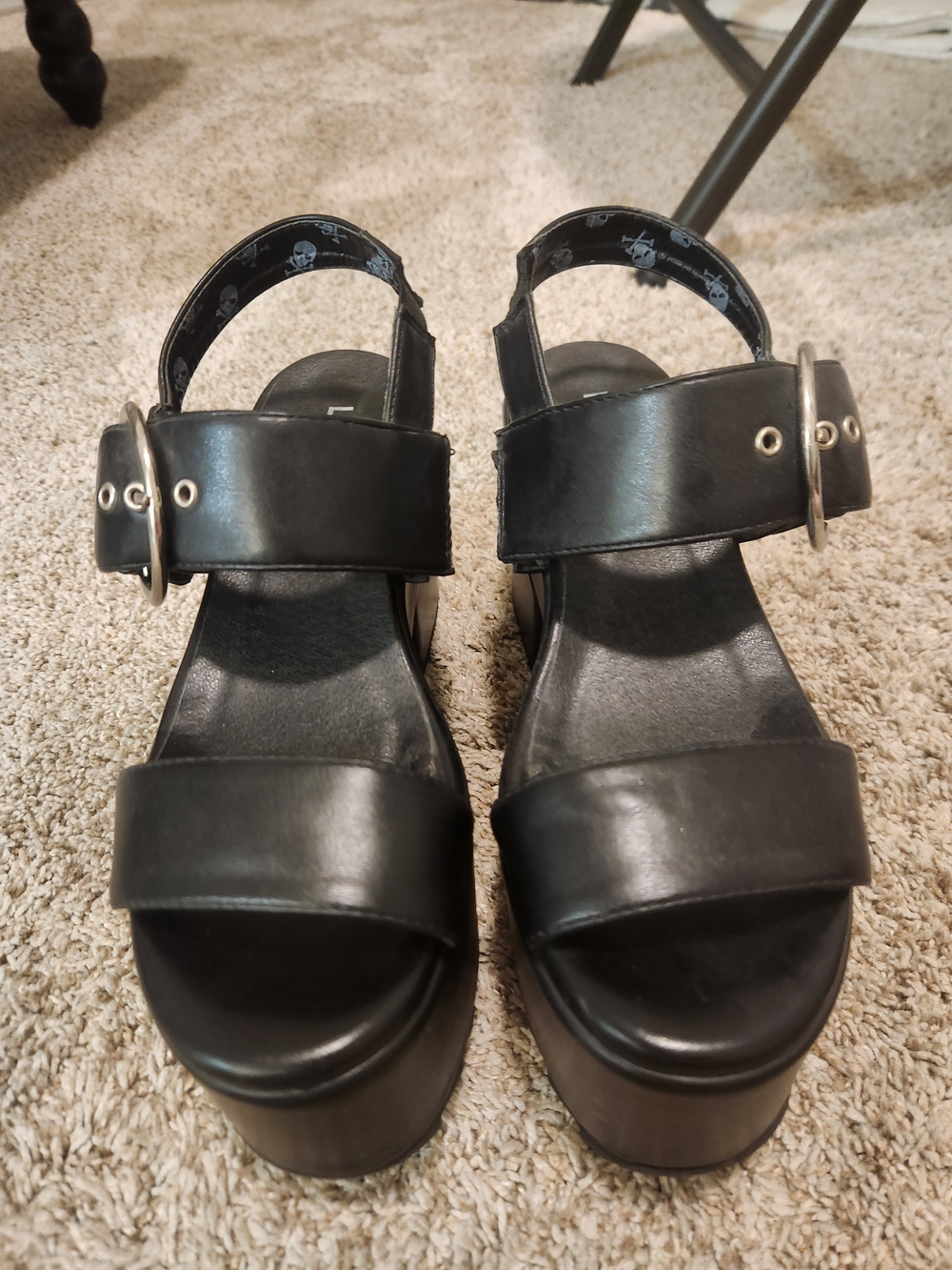 Dolls Kill!  Y2K, Black Platform Open-Toe Sandals with Buckle